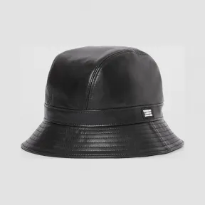 博百利/Burberry 女士 徽标装饰人造皮革渔夫帽 (黑色)  80175311