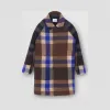 博百利/Burberry 童装 格纹羊毛混纺轻便大衣 (亮海军蓝)  80177741