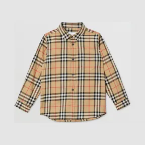 博百利/Burberry 童装 Vintage 格纹棉质法兰绒衬衫 (典藏米色)  80177921