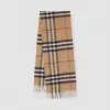 博百利/Burberry 女士 经典格纹羊绒围巾 (典藏米色)  80181731