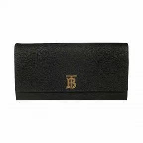 博百利/Burberry 专属标识图案粒纹皮革长款钱夹 (黑色) - 女士  80189381