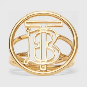 博百利/Burberry 女士 大号镀金专属标识图案戒指 (浅金色) 80202441