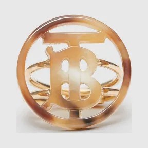 博百利/Burberry 女士 树脂镀金专属标识图案戒指 (浅金色 / 牛角色) 80202471