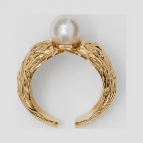 博百利/Burberry 女士 镀金树脂珍珠戒指 (浅金色 / 珍珠色)  80202541