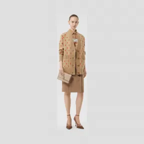 博百利/Burberry 女士 专属标识装饰羊毛混纺宽松开衫 (典藏米色) 80210321