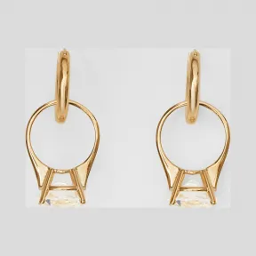 博百利/Burberry 女士 人造水晶戒指装饰镀金环状耳环 (浅金色 / 水晶色) 80215251