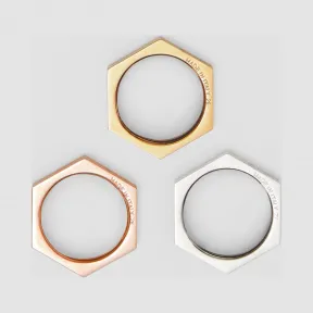 博百利/Burberry 女士 镀玫瑰金镀钯金镀金螺母戒指 (浅金色) 80215511