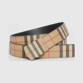 博百利/Burberry 男士 Vintage 格纹环保帆布腰带 (典藏米色) 80217761