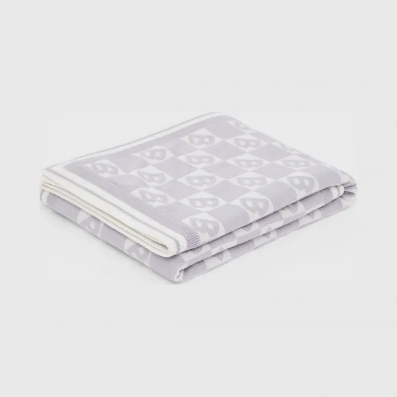 博百利/Burberry B 图案棉质美利奴羊毛混纺婴儿毛毯 (浅灰色) - 儿童  80221321