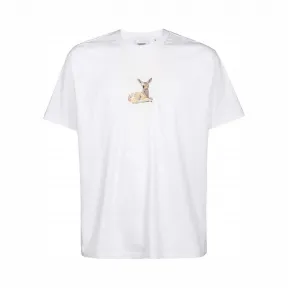 博百利/Burberry 男士 鹿印花棉质宽松 T 恤衫 (白色) 80223701