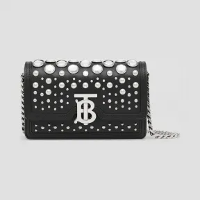 博百利/Burberry 迷你缀饰皮革肩背包 (黑色) - 女士  80224461