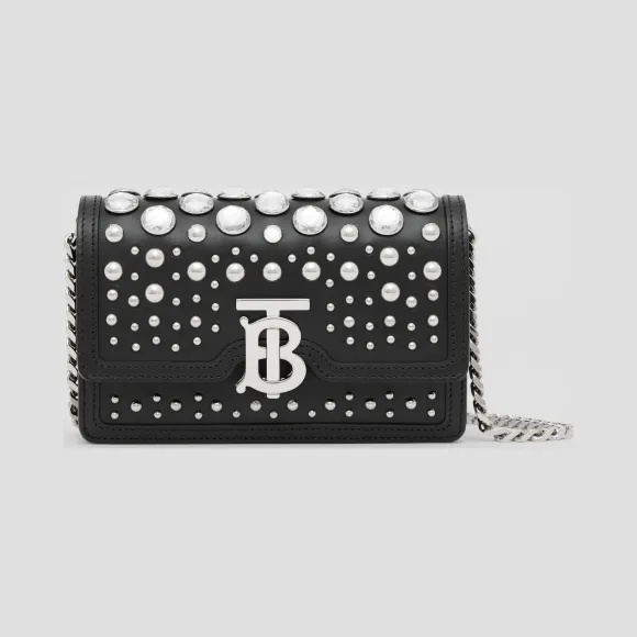 博百利/Burberry 迷你缀饰皮革肩背包 (黑色) - 女士  80224461