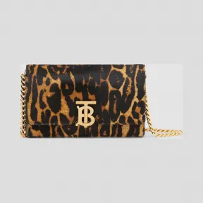 博百利/Burberry 小号豹纹小牛毛肩背包 (深芥末色) - 女士  80233941