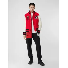 博百利/Burberry 对比衣袖专属标识图案羊毛飞行夹克 (亮红色) - 男士  80248171