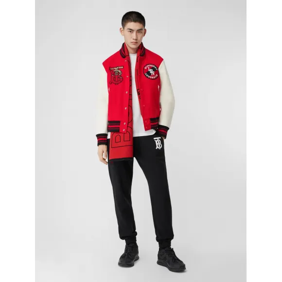 博百利/Burberry 对比衣袖专属标识图案羊毛飞行夹克 (亮红色) - 男士  80248171