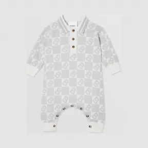 博百利/Burberry B 图案棉质美利奴羊毛混纺连身衣 (浅灰色) - 儿童  80254061