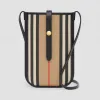 博百利/Burberry 标志性条纹环保帆布手机保护套（含背带） (典藏米色)  80260021