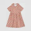 博百利/Burberry 彼得潘领专属标识印花丝质连衣裙 (朱红色) - 儿童  80263381