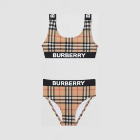 博百利/Burberry Vintage 格纹徽标印花比基尼  P80263901