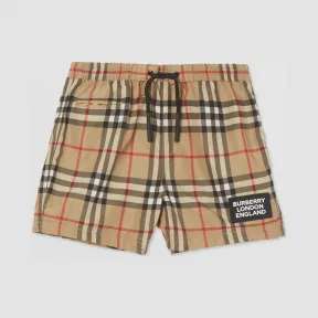博百利/Burberry 徽标嵌花 Vintage 格纹游泳裤  P80264621