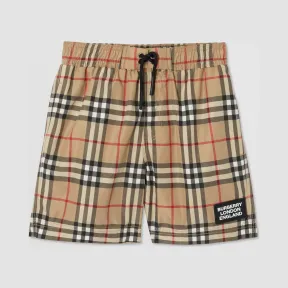 博百利/Burberry 徽标嵌花 Vintage 格纹游泳裤  P80264641