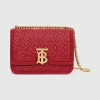 博百利/Burberry TB 小号专属标识绗缝羔羊皮锁扣包 (深红色) - 女士  80268511