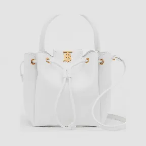 博百利/Burberry 专属标识图案皮革水桶包 (光白色) - 女士  80285421