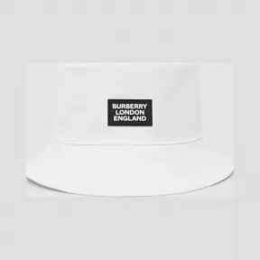 博百利/Burberry 徽标嵌花棉质渔夫帽 (白色)  80286421