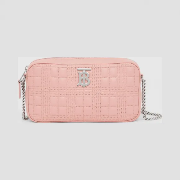 博百利/Burberry 绗缝羔羊皮相机包 (胭脂粉红) - 女士  80293481