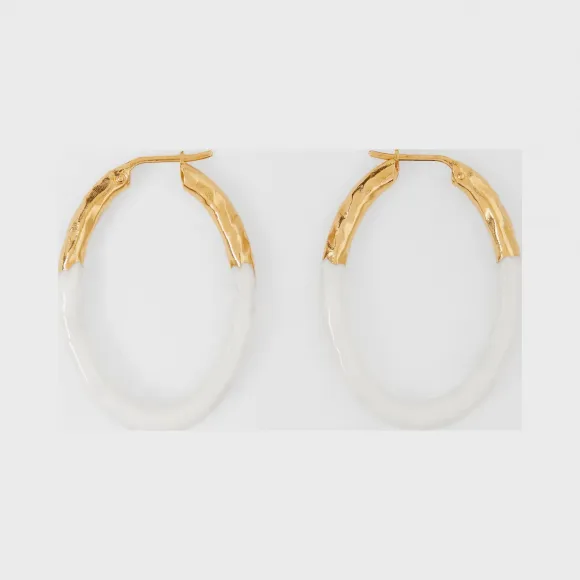 博百利/Burberry 女士 珐琅镀金环状耳环  80304331