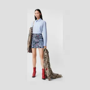 博百利/Burberry 女士 涂鸦印花水洗牛仔迷你裙  80306531