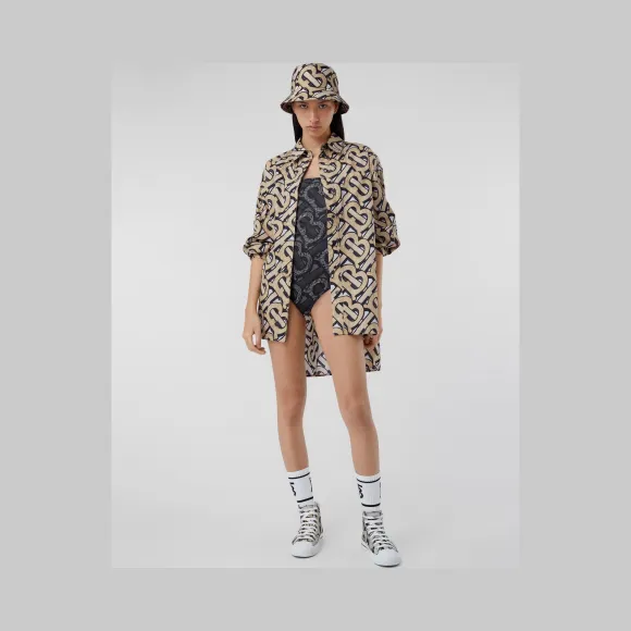 博百利/Burberry 女士 专属标识印花棉府绸宽松衬衫  80324771