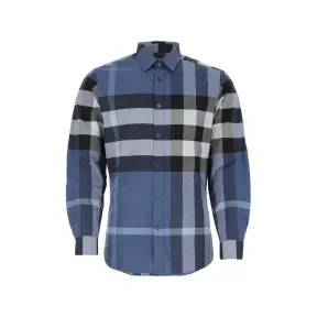 博百利/Burberry 蓝色 Someton 格纹衬衫 80386561