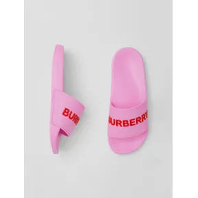 博百利/Burberry 徽标细节拖鞋 (泡泡糖粉红) - 女士 80398971