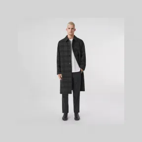 博百利/Burberry Vintage 格纹羊毛混纺轻便大衣 (深灰色) - 男士 80438311