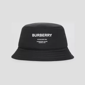 博百利/Burberry Horseferry 印花尼龙渔夫帽 (黑色) 80440811