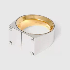 博百利/Burberry 镀钯金印章戒指 (钯金 / 深黄铜色) - 男士 80445871