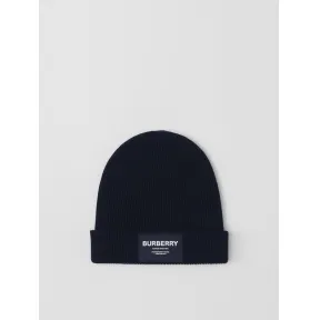 博百利/Burberry Horseferry 嵌花羊毛混纺针织帽 (午夜色) - 儿童 80476111