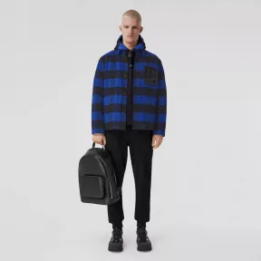 博百利/Burberry 字母图案小方格棉质法兰绒衬衫式外套 (海洋蓝) - 男士 80487271