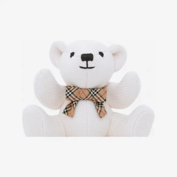 博百利/Burberry Thomas 泰迪熊格纹蝴蝶结丝毛混纺摇铃 (象牙色) 80519861