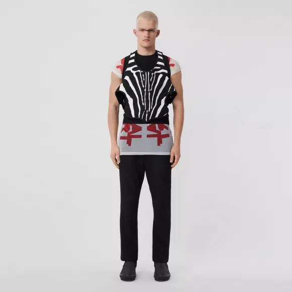 博百利/Burberry 斑马印花橡胶围兜 (黑色) - 男士 80519941