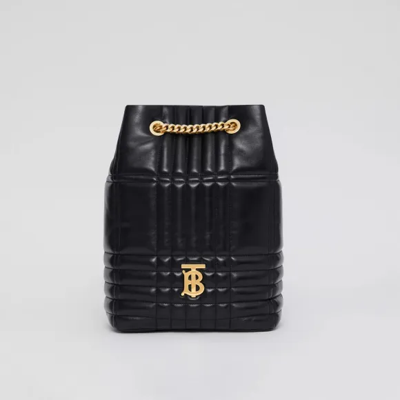 博百利/Burberry Lola - 中号绗缝羔羊皮萝纳背包 (黑色) - 女士 80523661