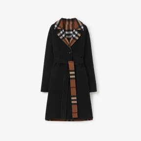 博百利/Burberry 双面两穿格纹羊毛大衣 (桦木棕) 80563311