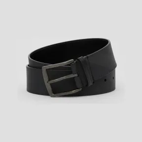 博百利/Burberry 炭灰色格纹拼皮革腰带 (炭灰色 / 黑色) - 男士 80576701