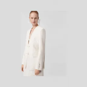 博百利/Burberry 丝毛混纺无领量裁外套 (自然白) 80580471