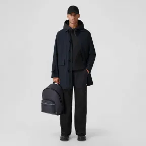 博百利/Burberry 徽标贴花功能性棉质便携式风雪大衣 (深木炭蓝) 80582121