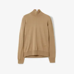 博百利/Burberry 专属标识装饰羊毛混纺高领针织衫 (驼色) 80584131