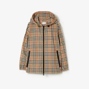 博百利/Burberry 格纹连帽外套 (典藏米色) - 女士 80594901