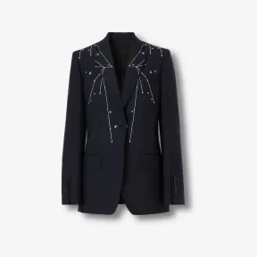 博百利/Burberry 星座装饰马海毛羊毛量裁外套（独家胶囊系列） (深炭蓝色) 80595981