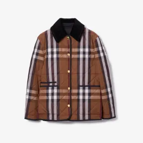 博百利/Burberry 格纹菱形绗缝尼龙外套 (深桦木棕) 80604871